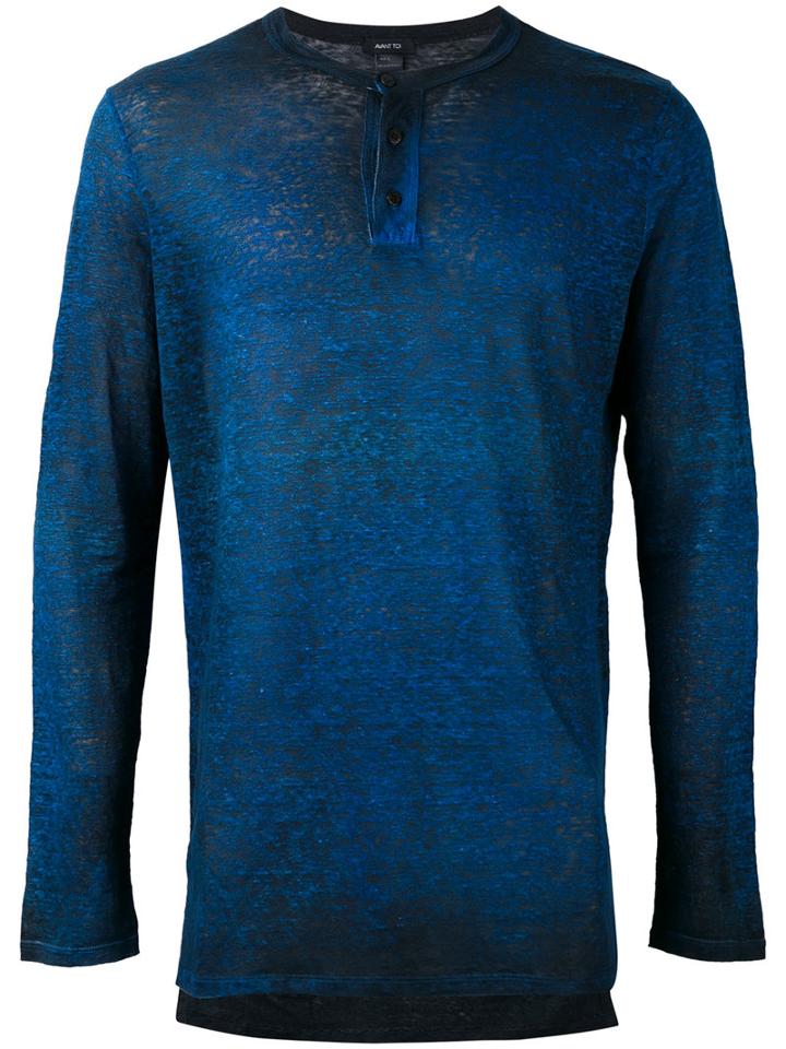 Avant Toi - Melange Effect Print T-shirt - Men - Linen/flax - Xl, Blue, Linen/flax