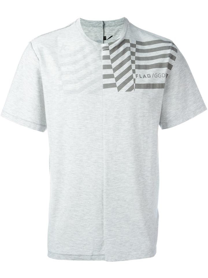 Golden Goose Deluxe Brand Ggdb Flag Print T-shirt, Men's, Size: Large, Grey, Cotton