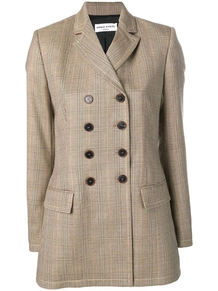 Sonia Rykiel Check Buttoned Blazer - Brown
