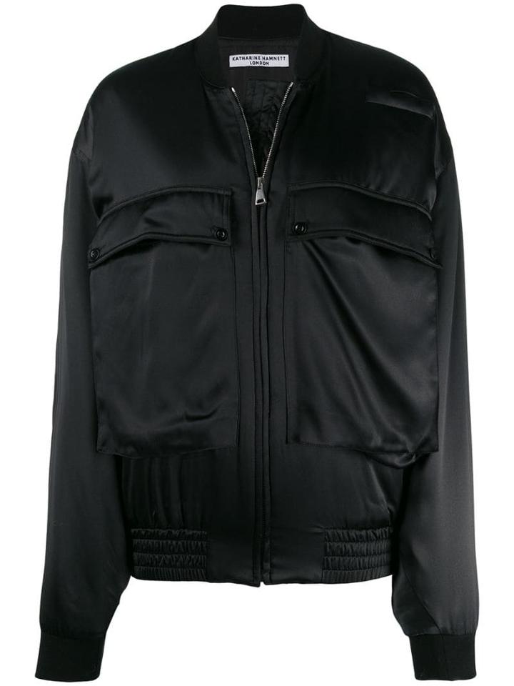 Katharine Hamnett London Rene Silk Bomber Jacket - Black