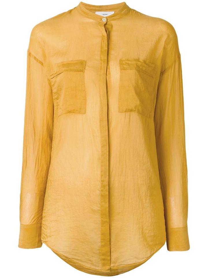 Forte Forte Collarless Shirt, Women's, Size: I, Yellow/orange, Cotton/silk
