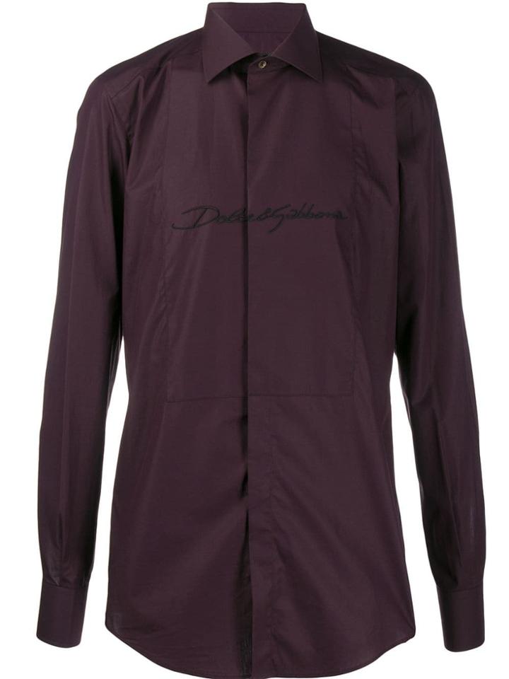 Dolce & Gabbana Logo Embroidered Shirt - Purple