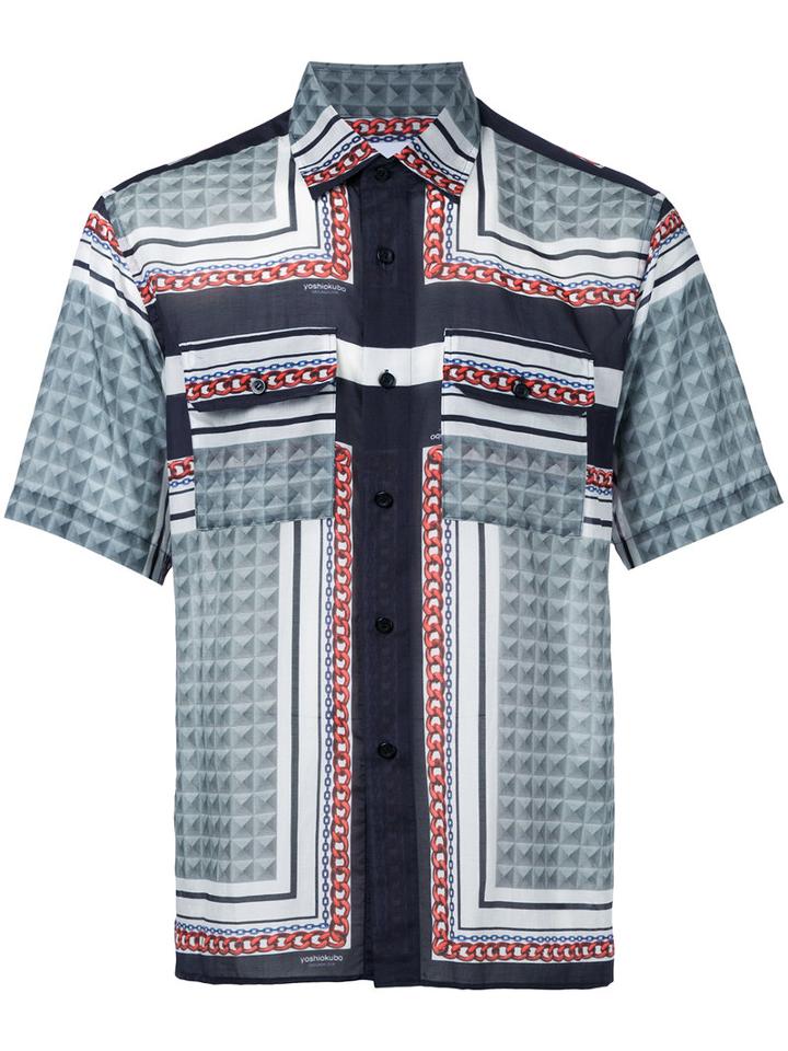 Yoshio Kubo - Printed Short-sleeve Shirt - Men - Silk/cotton - 3, Blue, Silk/cotton