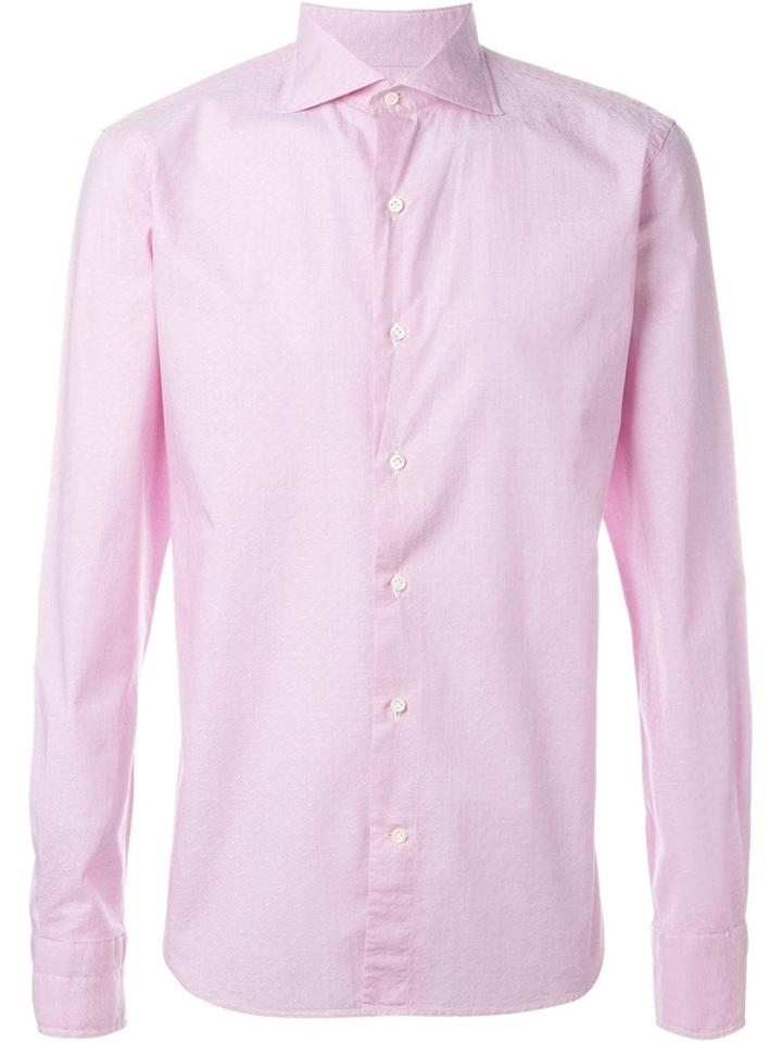 Gabriele Pasini Micro Print Shirt, Men's, Size: 42, Pink/purple, Cotton