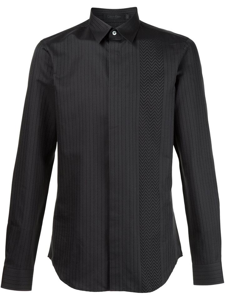 Calvin Klein Collection Patterned Shirt, Men's, Size: Large, Black, Cotton