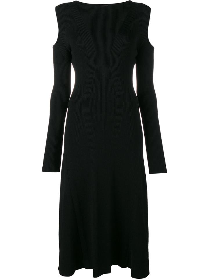 Barbara Casasola Ribbed Cold Shoulder Dress - Black