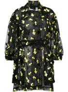 Simone Rocha Organza Flower Embroidered Trench - Black
