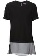 Ralph Lauren Black Sheer Layer Shortsleeved Top, Women's, Size: 4, Viscose/acetate/silk