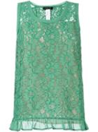Twin-set Floral Lace Tank Top, Women's, Size: L, Green, Polyester/polyamide/cotton