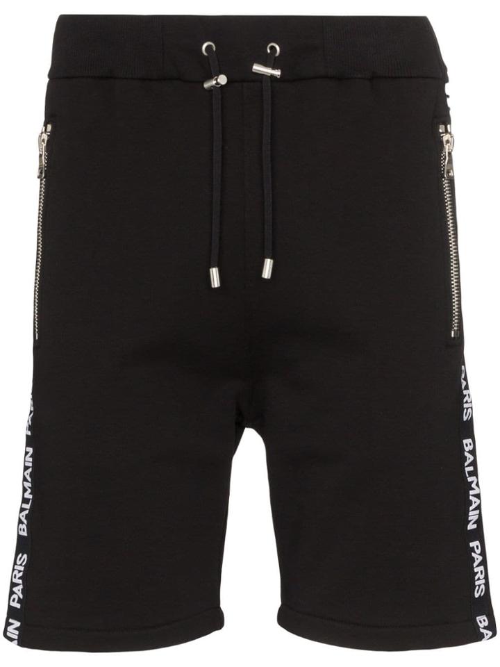 Balmain Black Track Cotton Shorts
