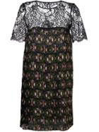 P.a.r.o.s.h. Floral Print Pleated Dress, Women's, Size: M, Black, Polyester/polyamide/cotton