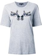 Markus Lupfer Sequinned Bird T-shirt, Women's, Size: Large, Grey, Cotton/viscose