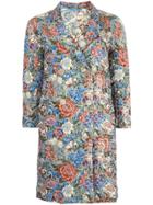 Ermanno Scervino Rose Jacquard Double Breasted Caot - Multicolour