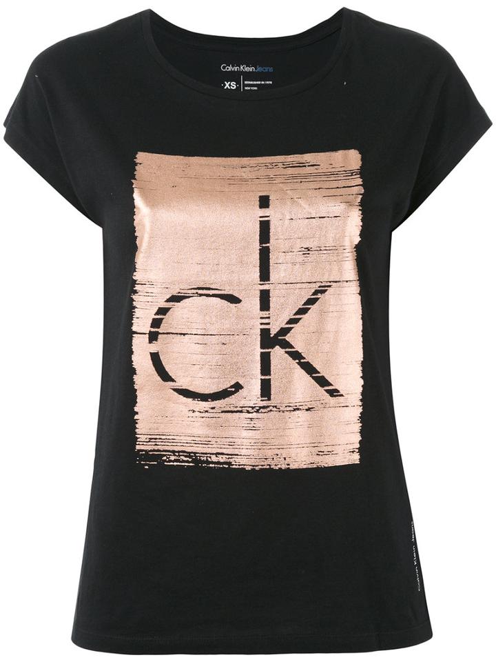 Calvin Klein Jeans - Logo Print T-shirt - Women - Cotton - M, Black, Cotton