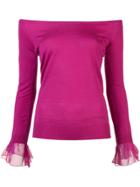 Oscar De La Renta Off Shoulder Jumper - Pink & Purple