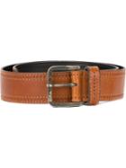 Krizia Vintage Stitch Trim Belt, Women's, Size: 80, Brown