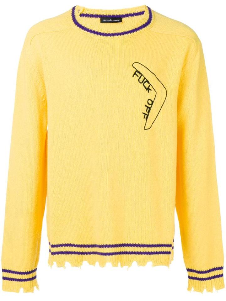 Riccardo Comi Frayed Hem Sweater - Yellow