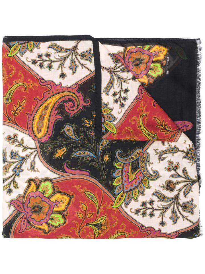 Etro Long Printed Scarf - Black