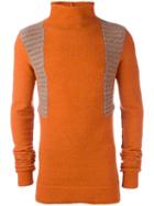 Rick Owens Funnel Neck Jumper, Men's, Size: Medium, Yellow/orange, Polyamide/wool/yak/spandex/elastane