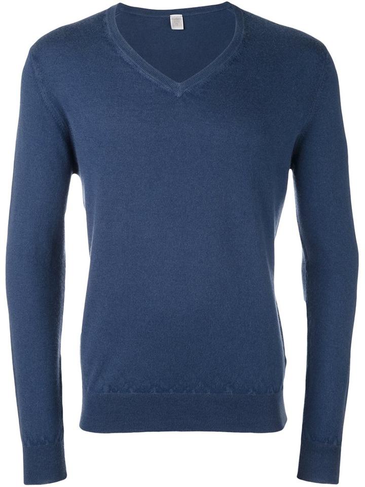 Eleventy V Neck Jumper, Men's, Size: Xxl, Blue, Cashmere