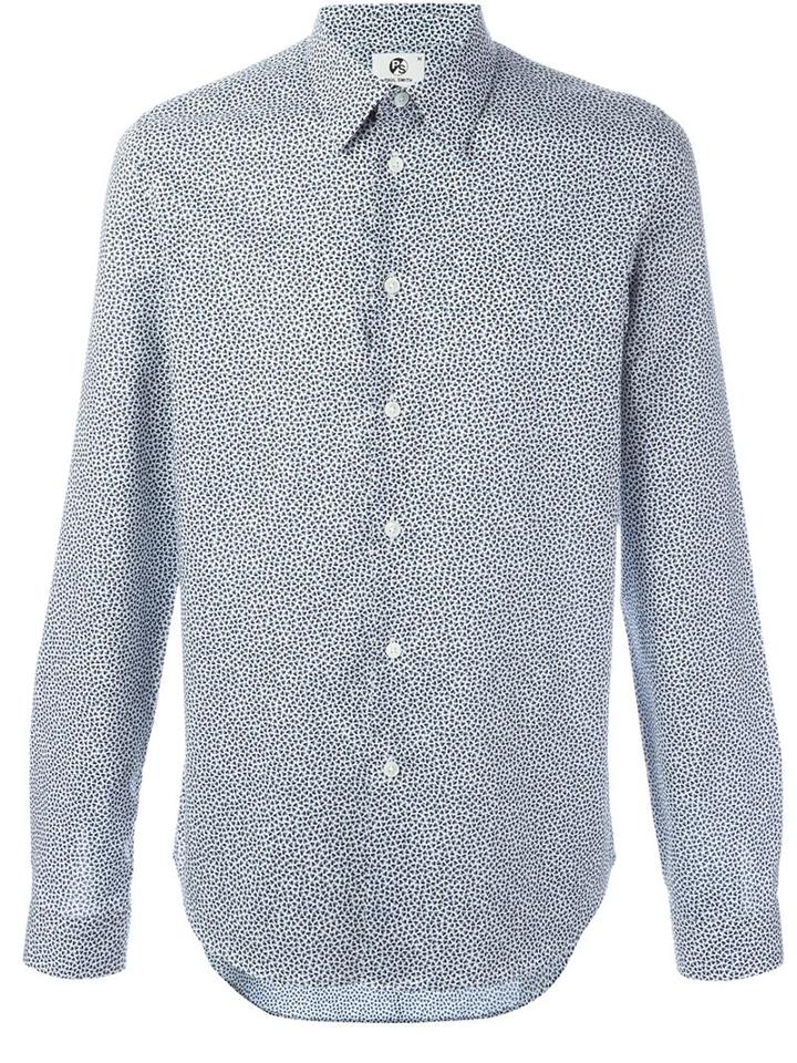 Ps By Paul Smith 'mini Heart' Print Shirt, Men's, Size: Xl, White, Cotton