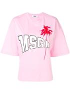 Msgm Logo Palm Tree T-shirt - Pink