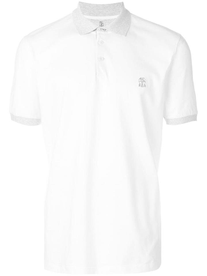 Brunello Cucinelli Logo Embroidered Polo Shirt - White