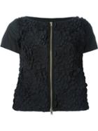 Herno Floral Appliqué Shortsleeved Jacket, Women's, Size: 40, Black, Polyester/polyamide/spandex/elastane/acetate