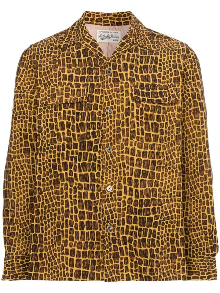 Wacko Maria Giraffe Print Cotton Shirt - Yellow