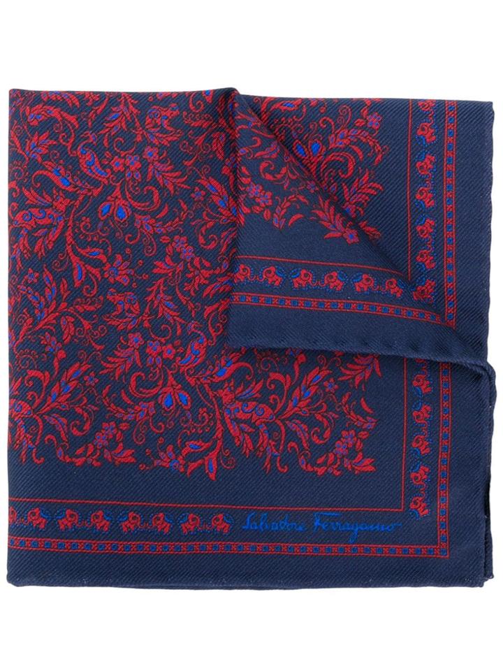 Salvatore Ferragamo Floral Print Pocket Square - Blue