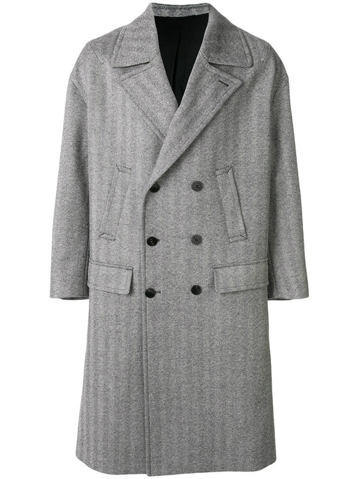 Neil Barrett Double Breasted Chevron Coat - Black