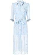 Markus Lupfer Acrobat Print Midi Shirt Dress - Blue