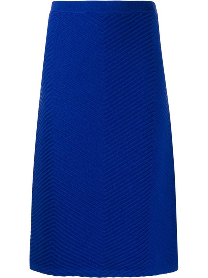 Victoria Victoria Beckham Chevron Textured-knit Skirt - Blue