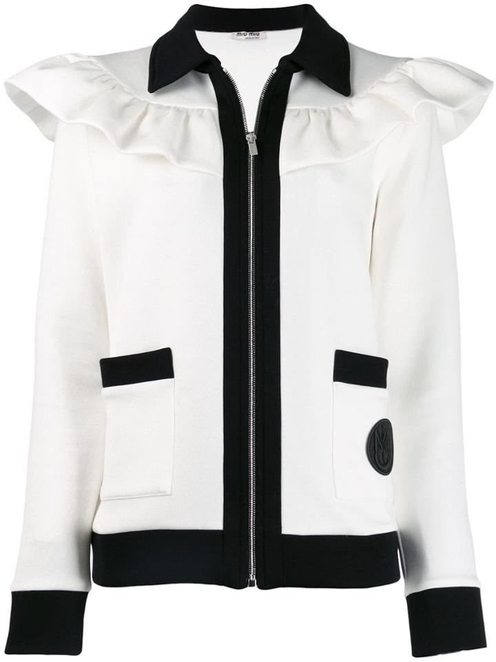 Miu Miu Ruffle Trim Jacket - White