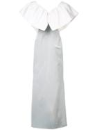 Christian Siriano Oversized Collar Maxi Gown - Grey