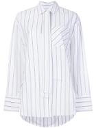 Msgm Oversize Striped Shirt - White