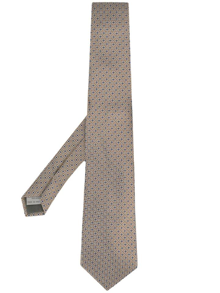 Canali Geometric Print Tie - Neutrals