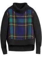 Burberry Tartan Panel Turtleneck Sweater - Black