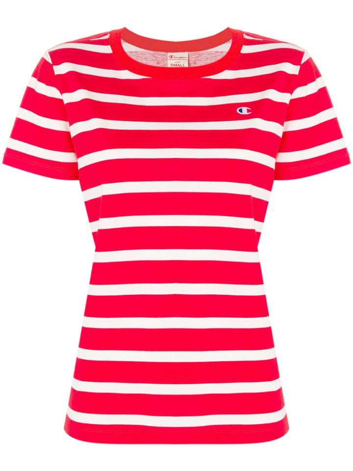Champion Striped Printed Loose T-shirt - Red