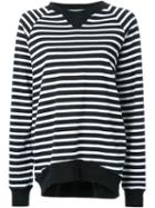 Bassike Raglan Sleeve Striped Sweatshirt, Women's, Size: M, Black, Organic Cotton