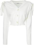 Adeam - Knot Detail Cropped Cardigan - Women - Cotton/polyester - S, White, Cotton/polyester