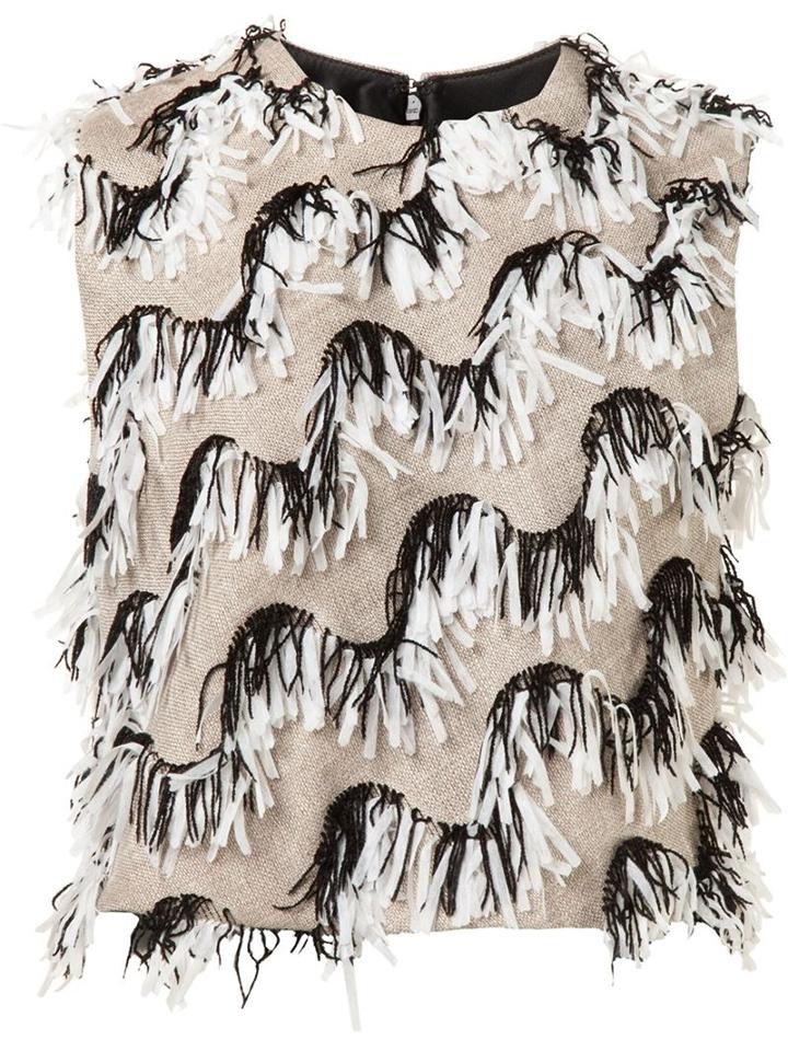 Christian Siriano Fringed Yarn Tank