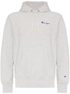 Champion Reverse Weave Logo Embroidered Hooded Jumper - Grey