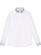 Gucci Poplin Shirt With Embroidered Collar - 9596 Bianco