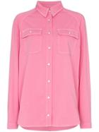 Sjyp Button-down Long-sleeved Denim Shirt - Pink