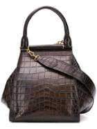 Max Mara Crocodile Effect Tote - Brown