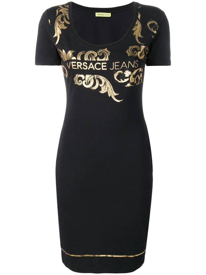 Versace Jeans Logo Print Dress - Black