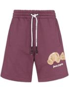 Palm Angels Kill The Bear Embroidered Track Shorts - Purple