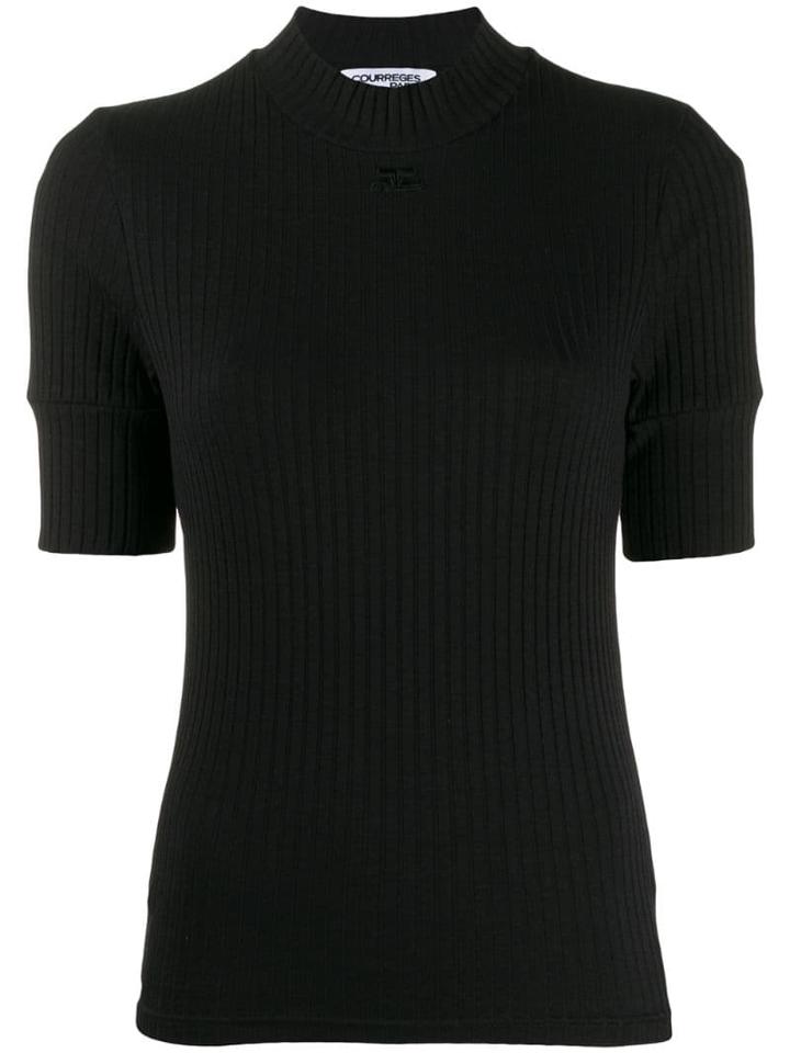 Courrèges Ribbed T-shirt - Black