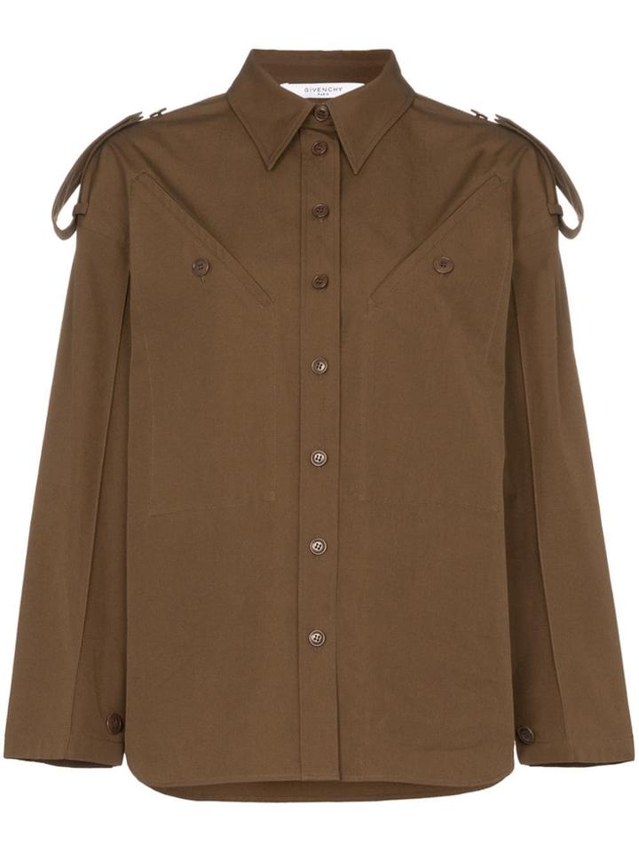 Givenchy Diagonal Pocket Cotton Military Shirt - Green